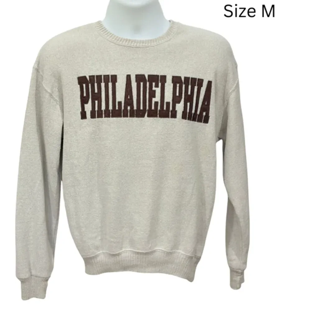 New York Popular Philadelphia Crewneck Sweatshirt Oatmeal Brown Size M